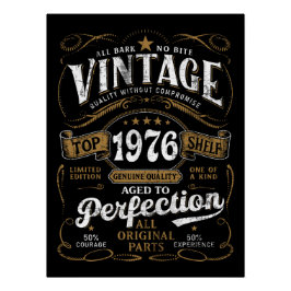 Vintage 1976 Birthday Aged To Perfection 50th  ポスター