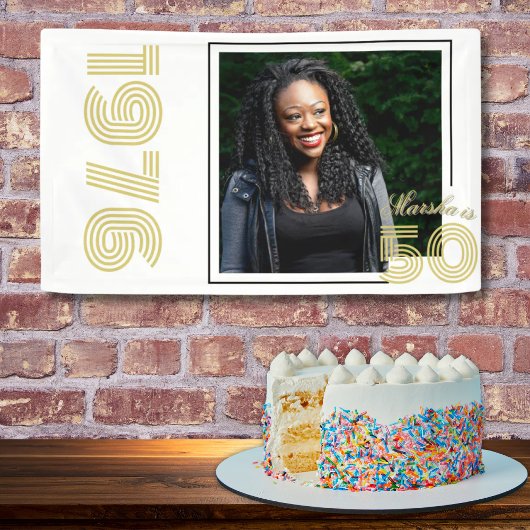 Vintage 1976 Retro 50th Birthday White Photo  横断幕