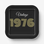 Vintage 1976 Retro Birthday 50th Birthday ペーパープレート (正面)