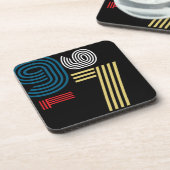 Vintage 1976 Retro Stripe Abstract 50th Birthday  コースター (左側)