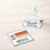 Vintage 1976 Retro Stripe Sun 50th Birthday スクエアペーパーコースター (インサイチュ)