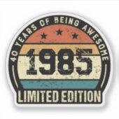 Vintage 1985 Retro 40th Birthday Anniversary シール (正面)