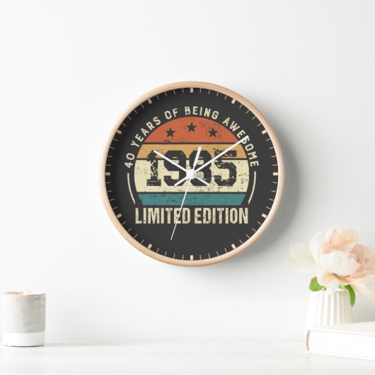 Vintage 1985 Retro 40th Birthday Anniversary  壁時計 (ホーム)
