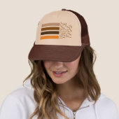 Vintage 1986 Retro Brown Stripes Trucker Hat キャップ (インサイチュ)