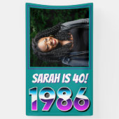 Vintage 1986 Retro & Lasers Photo 40th Birthday 横断幕 (縦)