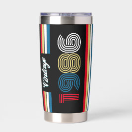 Vintage 1986 Retro Stripe 40th Birthday Favor 保温保冷タンブラー