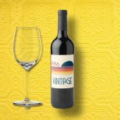 Vintage 1986 Retro Stripe Sun ワインラベル