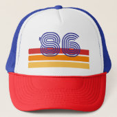 Vintage 1986 Retro Stripe Sun 40th Birthday キャップ (正面)