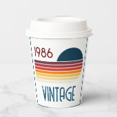 Vintage 1986 Retro Stripe Sun 40th Birthday 紙コップ (裏面)