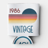 Vintage 1986 Retro Stripe Sun 40th Birthday 缶クーラー (正面)