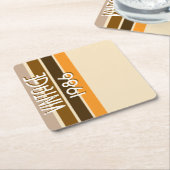 Vintage 1986 Retro Stripes Brown Tan Vintage  スクエアペーパーコースター (アングル)