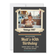 Vintage 1987 Photo 40th Birthday Invitation 