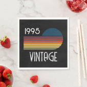 Vintage 1995 Retro Stripe Sun 30th Birthday スタンダードランチョンナプキン (インサイチュ)
