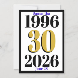 Vintage 1996 Milestone 30th Birthday   マグネット招待状