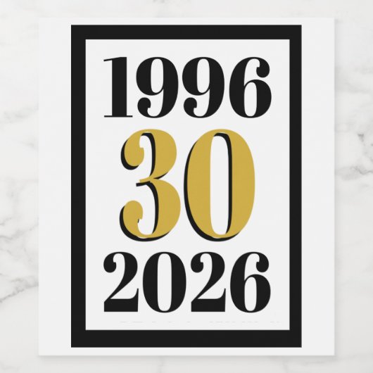 Vintage 1996 Milestone 30th Birthday  ワインラベル (シングルラベル)