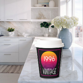 Vintage 1996 Neon Retro Stripe Sun 30th Birthday 紙コップ