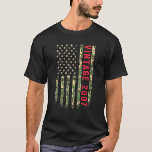 Vintage 2007 American Flag Camo 15 Years Old 15th  Tシャツ
