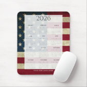 Vintage 2026 USA Flag Mini Calendar マウスパッド (マウス)
