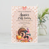  Vintage 25th Thanksgiving Holiday Birthday 招待状 (スタンド正面)