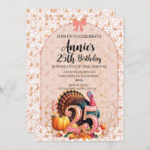  Vintage 25th Thanksgiving Holiday Birthday 招待状 (正面/裏面)