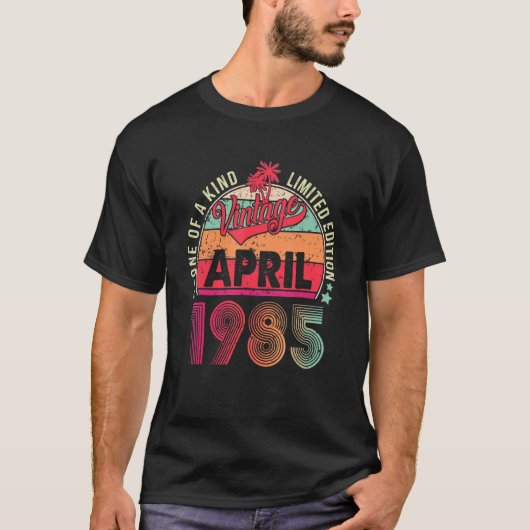 Vintage 37th Birthday Awesome Since April 1985 Tシャツ (正面)