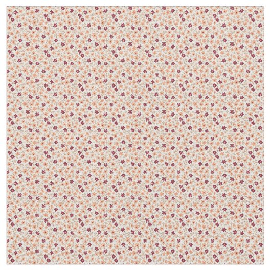 Vintage 40s Soft Peach & Taupe Utility Bloom ファブリック (クローズアップ)