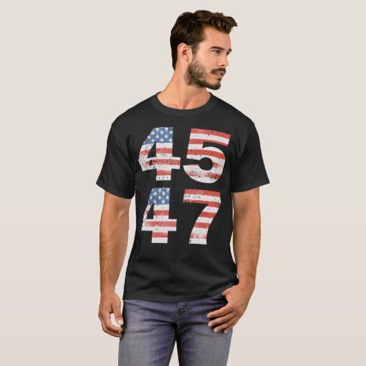 Vintage 45 47 - Trump 2024 Tシャツ (正面フル)