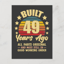 Vintage 49th Birthday Built 49 Years Ago Funny  ポストカード