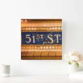 Vintage 51st Street, Manhattan, NYC スクエア壁時計 (ホーム)