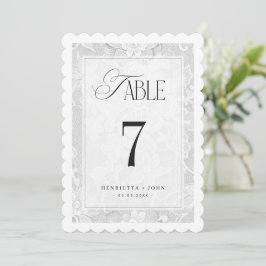 Vintage 5x7 White Lace Wedding Table Number Sign 招待状