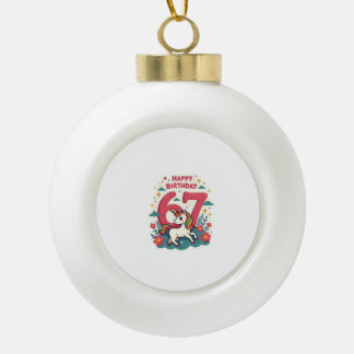 Vintage 67th Birthday Unicorn Rainbow Cute Cartoon セラミックボールオーナメント