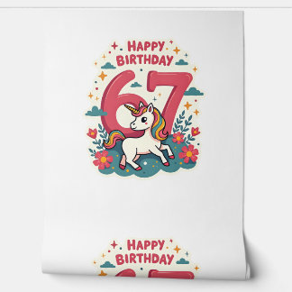 Vintage 67th Birthday Unicorn Rainbow Cute Cartoon 壁紙