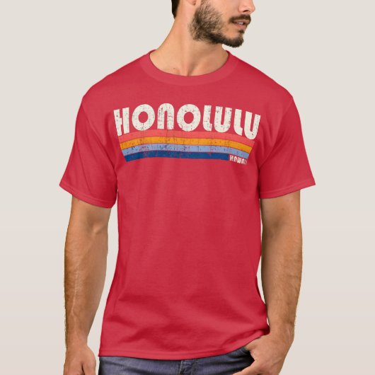Vintage 70S 80S Style Honolulu Hi retro Tシャツ (正面)