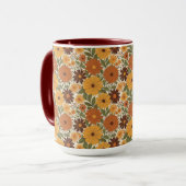 vintage 70s styled floral/flower マグカップ (正面左)
