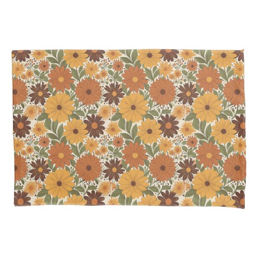 vintage 70s styled floral/flower 枕カバー (正面)