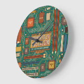 Vintage 80s Computer Motherboard "Powered By Nosta ラージ壁時計 (傾斜)