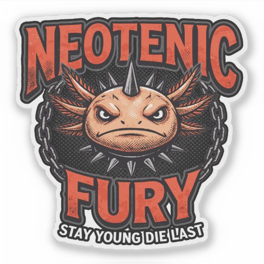 Vintage 90s Axolotl Neoteny Fury Metal Parody シール (正面)