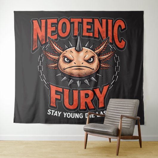 Vintage 90s Axolotl Neoteny Fury Metal Parody タペストリー (インサイチュ(横))