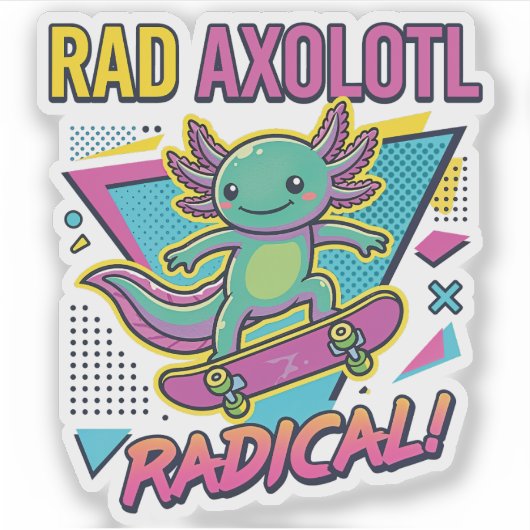 Vintage 90s Axolotl Skateboard Radical neoteny シール (正面)