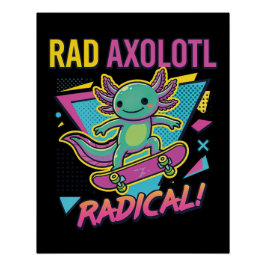 Vintage 90s Axolotl Skateboard Radical neoteny ポスター