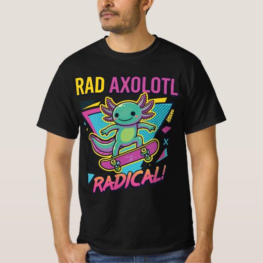 Vintage 90s Axolotl Skateboard Radical neoteny Tシャツ (正面)
