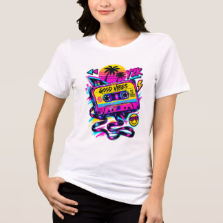 Vintage 90s Retro Cassette Cosmic Sci-Fi Women's T トライブレンドTシャツ