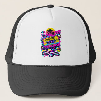 Vintage 90s Retro Cassette Neon Cyberpunk Trucker キャップ