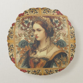 Vintage,A beautiful and elegant Noblewoman ラウンドクッション