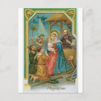Vintage A Merry Christmas Madonna And Child ポストカード