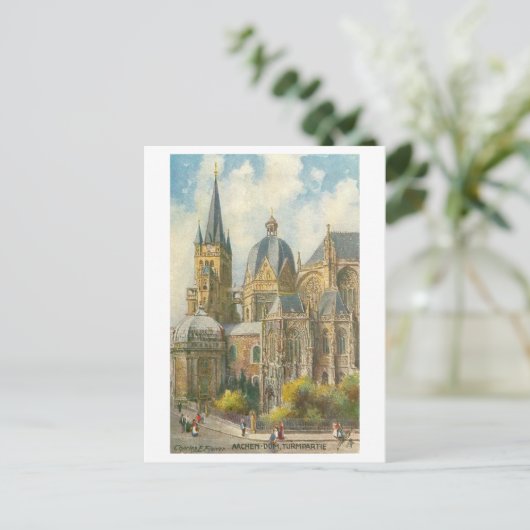 Vintage Aachen Germany Cathedral ポストカード (スタンド正面)