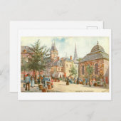Vintage Aachen Germany Fischmarkt ポストカード (正面/裏面)