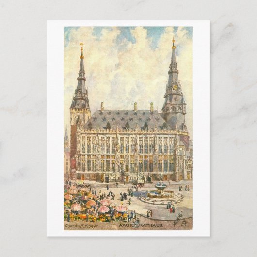 Vintage Aachen Germany Rathaus ポストカード (正面)