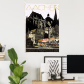 Vintage Aachen Germany Travel Poster ポスター (ホームオフィス)