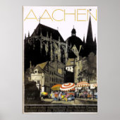 Vintage Aachen Germany Travel Poster ポスター (正面)